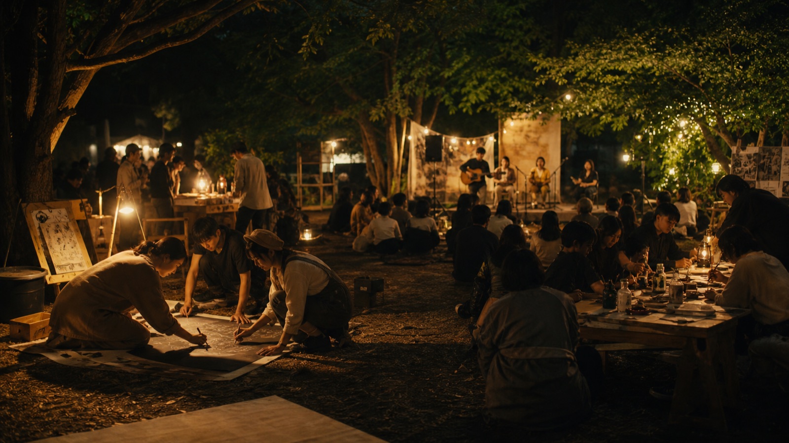 熊本の地域イベント準備と小さなライブのあたたかな風景