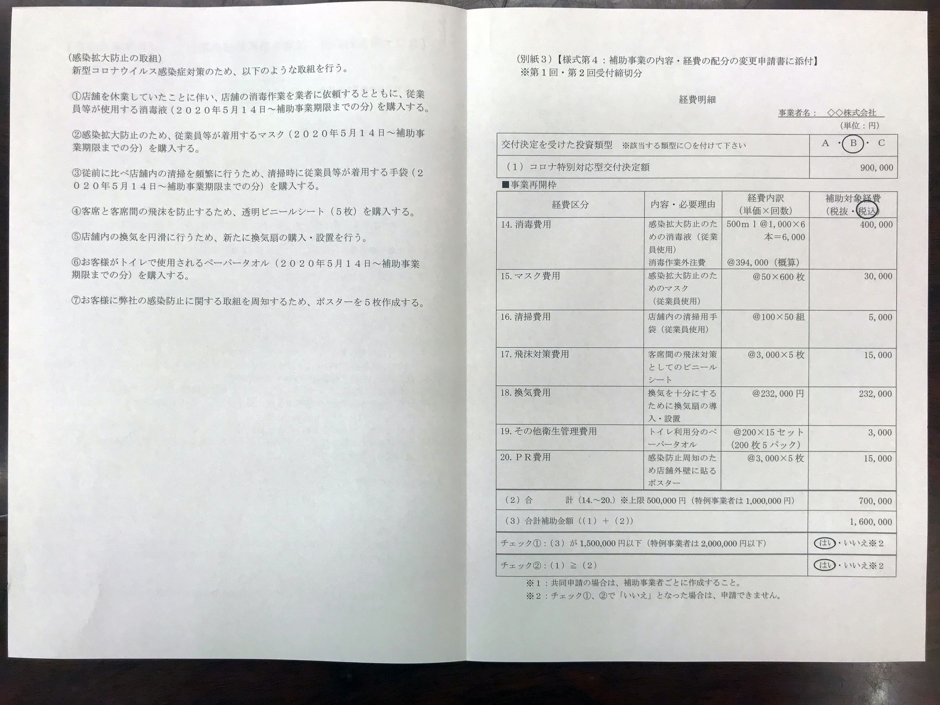 記入例【特例事業者用】